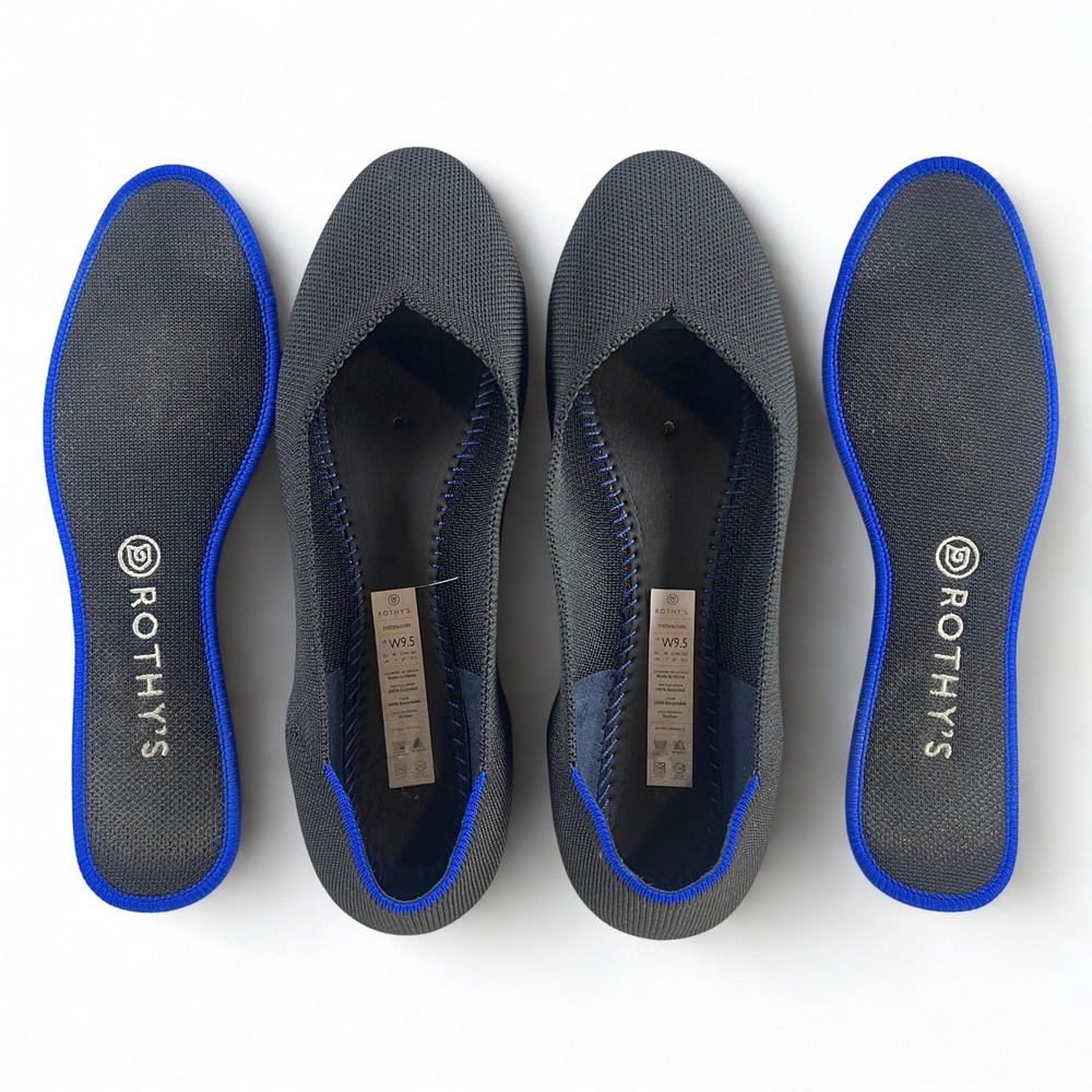 Rothy's The Flat Women 9.5 Black Round Toe Knit Sustainable Ballet Flats - Picture 3 of 8